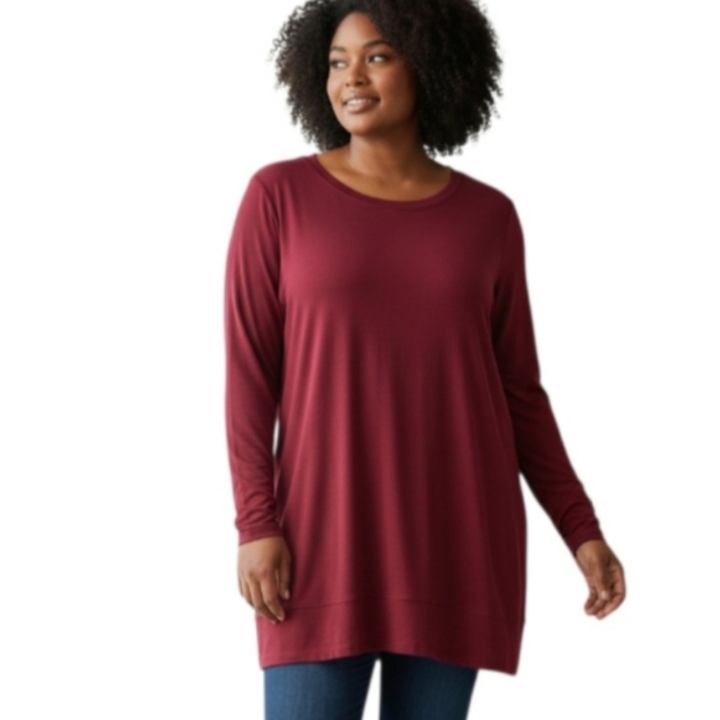 Women's Burgundy Long Sleeve Top Sz.Xxl Euc.